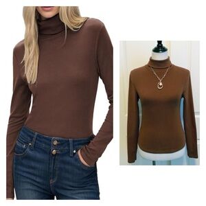 Sunday Best Aritzia Fitted CottonTurtleneck in Dark Brown - Size S